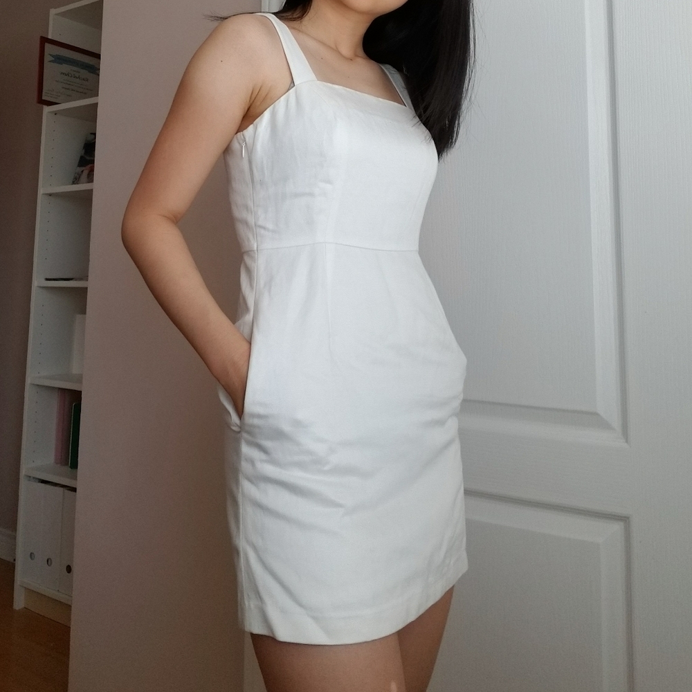 White Mini Dress With Pockets
